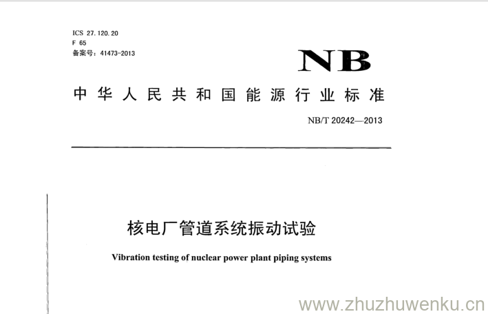 NB/T 20242-2013 pdf下载 核电厂管道系统振动试验