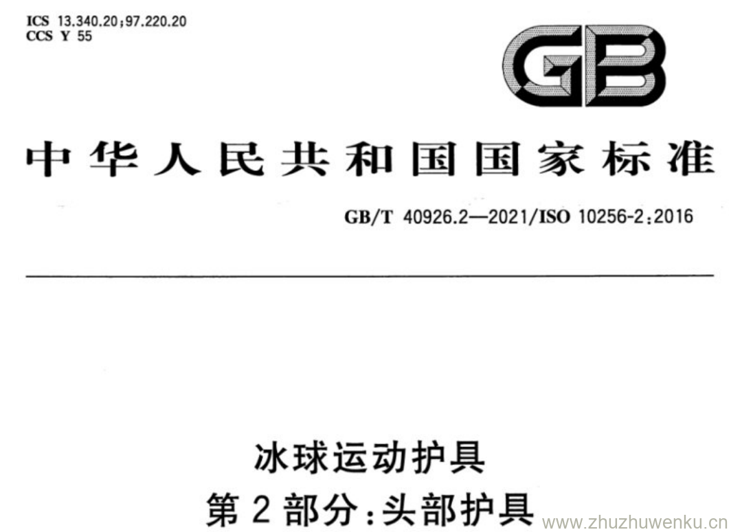 GB/T 40926.1-2021 pdf下载 冰球运动护具 第2部分:头部护具