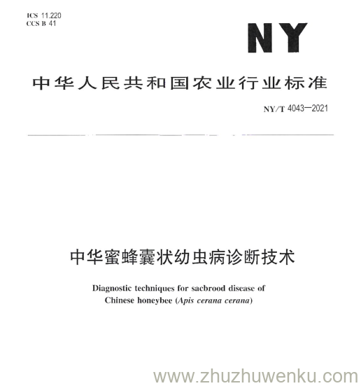 NY/T 4043-2021 pdf下载 中华蜜蜂囊状幼虫病诊断技术