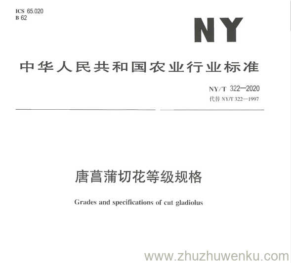 NY/T 322-2020 pdf下载 唐菖蒲切花等级规格