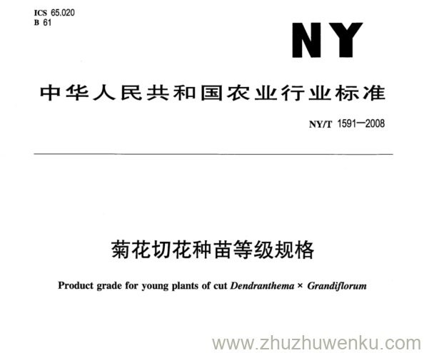 NY/T 1591-2008 pdf下载 菊花切花种苗等级规格