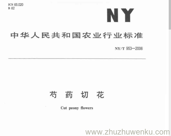 NY/T 953-2006 pdf下载 芍 药 切 花