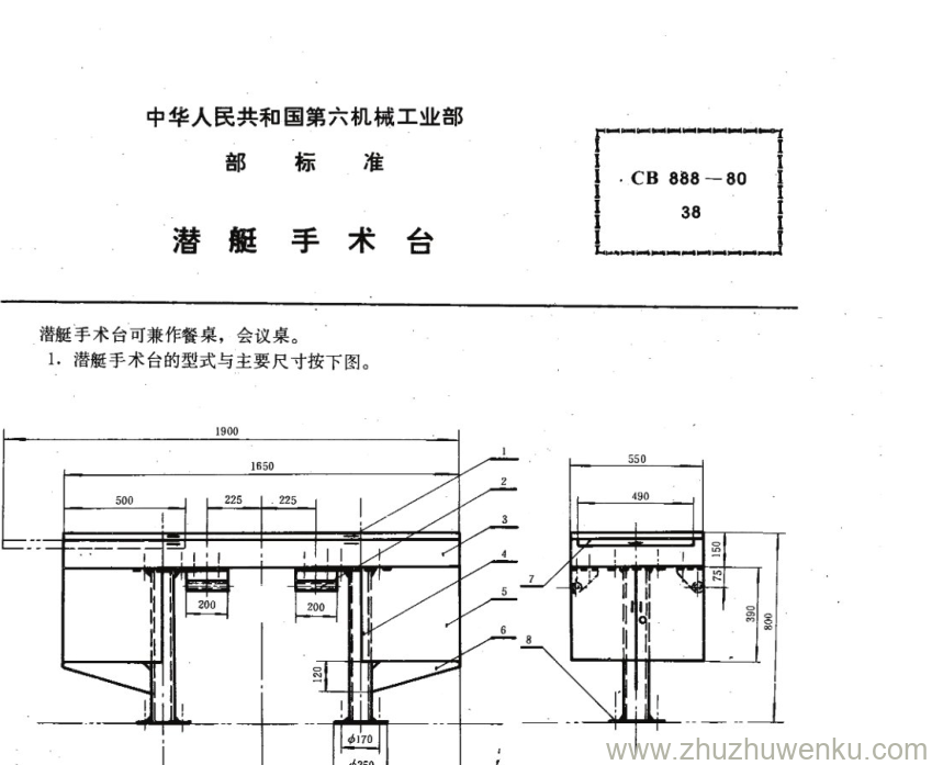 CB 888-1980 pdf下载 潜艇手术台。