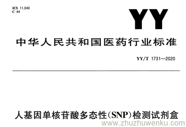 YY/T 1731-2020 pdf下载 人基因单核苷酸多态性（SNP）检测试剂盒